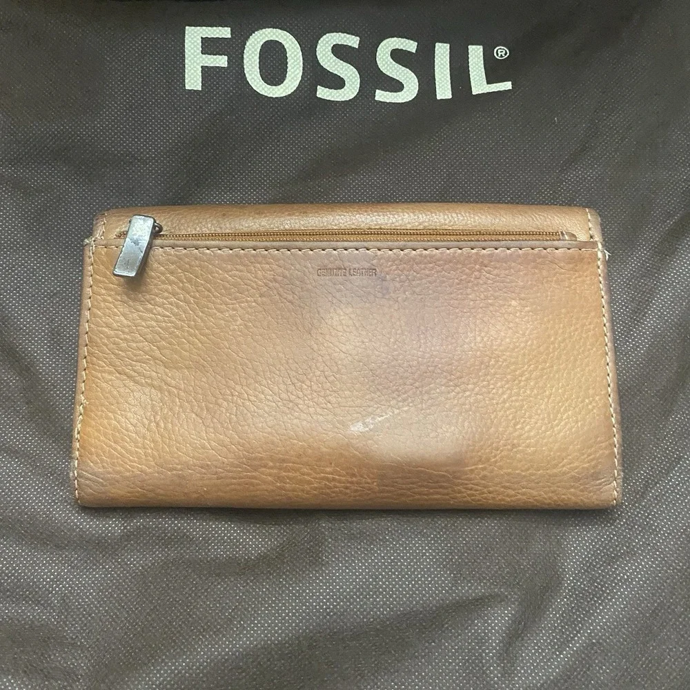 Fossil Brown Leather Hobo Shoulder Bag W Matching Wallet & Dust Bag